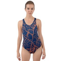 Virginia Map Art City Cut-out Back One Piece Swimsuit