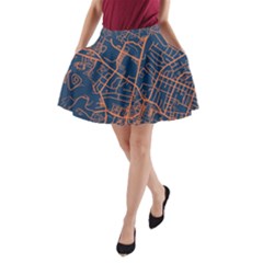 Virginia Map Art City A-line Pocket Skirt