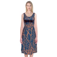 Virginia Map Art City Midi Sleeveless Dress by Mariart