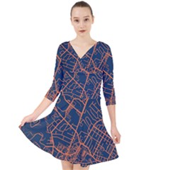 Virginia Map Art City Quarter Sleeve Front Wrap Dress	 by Mariart