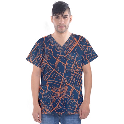 Virginia Map Art City Men s V-neck Scrub Top by Mariart