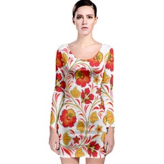 Wreaths Flower Floral Sexy Red Sunflower Star Rose Long Sleeve Bodycon Dress