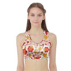 Wreaths Flower Floral Sexy Red Sunflower Star Rose Sports Bra With Border