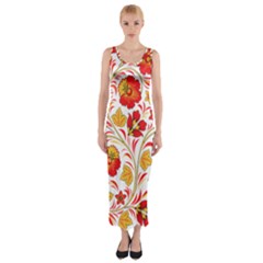 Wreaths Flower Floral Sexy Red Sunflower Star Rose Fitted Maxi Dress