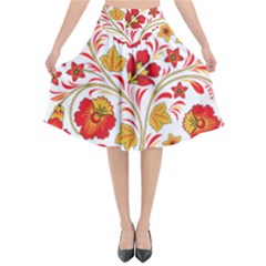 Wreaths Flower Floral Sexy Red Sunflower Star Rose Flared Midi Skirt by Mariart