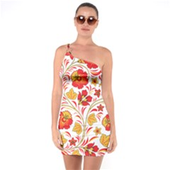 Wreaths Flower Floral Sexy Red Sunflower Star Rose One Soulder Bodycon Dress