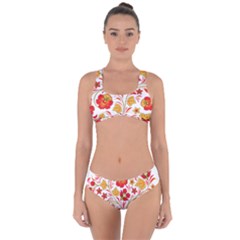 Wreaths Flower Floral Sexy Red Sunflower Star Rose Criss Cross Bikini Set by Mariart