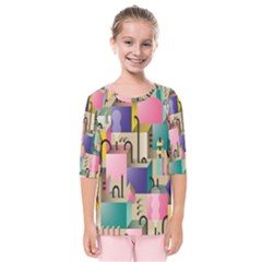 Magazine Balance Plaid Rainbow Kids  Quarter Sleeve Raglan Tee