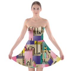 Magazine Balance Plaid Rainbow Strapless Bra Top Dress