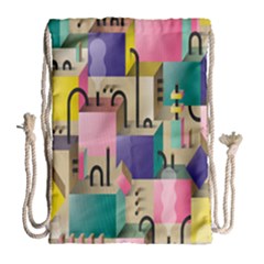 Magazine Balance Plaid Rainbow Drawstring Bag (large) by Mariart