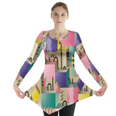 Magazine Balance Plaid Rainbow Long Sleeve Tunic  by Mariart