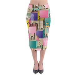 Magazine Balance Plaid Rainbow Midi Pencil Skirt