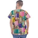 Magazine Balance Plaid Rainbow Men s V-Neck Scrub Top View2