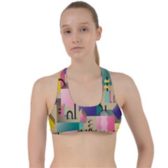 Magazine Balance Plaid Rainbow Criss Cross Racerback Sports Bra