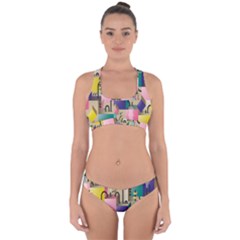 Magazine Balance Plaid Rainbow Cross Back Hipster Bikini Set