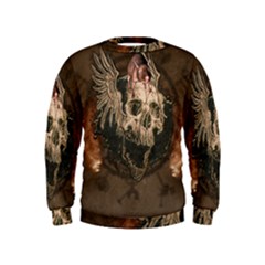 Awesome Creepy Skull With Rat And Wings Kids  Sweatshirt