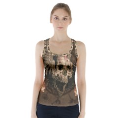 Awesome Creepy Skull With Rat And Wings Racer Back Sports Top by FantasyWorld7