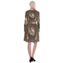 Awesome Creepy Skull With Rat And Wings Long Sleeve Velvet Front Wrap Dress View2