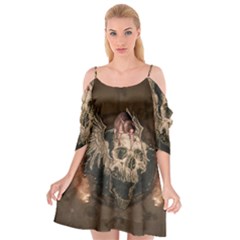 Awesome Creepy Skull With Rat And Wings Cutout Spaghetti Strap Chiffon Dress by FantasyWorld7