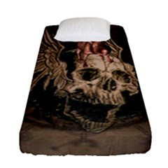 Awesome Creepy Skull With Rat And Wings Fitted Sheet (single Size) by FantasyWorld7