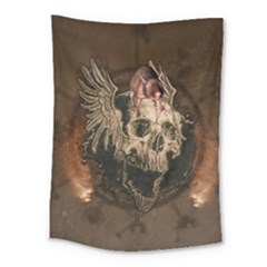 Awesome Creepy Skull With Rat And Wings Medium Tapestry by FantasyWorld7