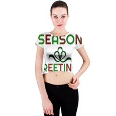 Season Greetings Crew Neck Crop Top by Colorfulart23