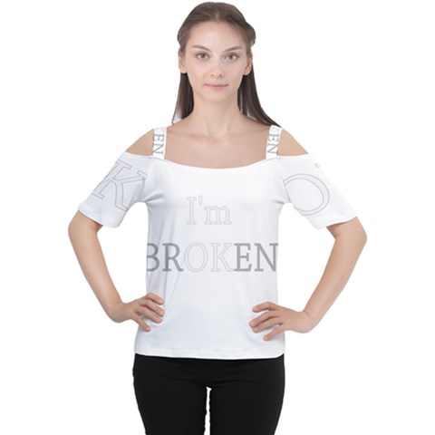 I Am Ok - Broken Cutout Shoulder Tee by Valentinaart