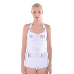 I Am Ok - Broken Boyleg Halter Swimsuit  by Valentinaart