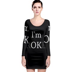 I Am Ok - Broken Long Sleeve Bodycon Dress by Valentinaart