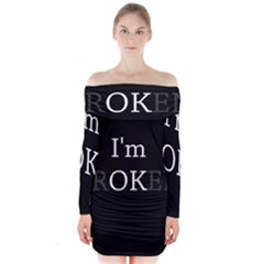 I Am Ok - Broken Long Sleeve Off Shoulder Dress by Valentinaart