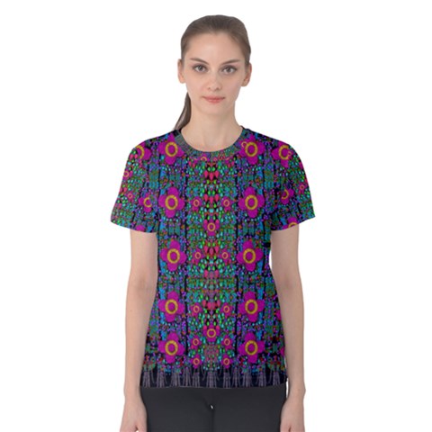 Flowers From Paradise Colors And Star Rain Women s Cotton Tee by pepitasart