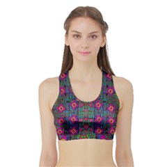 Flowers From Paradise Colors And Star Rain Sports Bra With Border by pepitasart