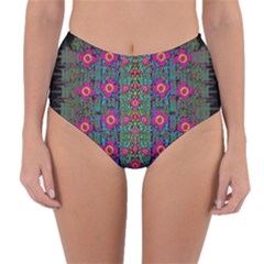 Flowers From Paradise Colors And Star Rain Reversible High-waist Bikini Bottoms by pepitasart