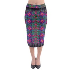 Flowers From Paradise Colors And Star Rain Midi Pencil Skirt by pepitasart