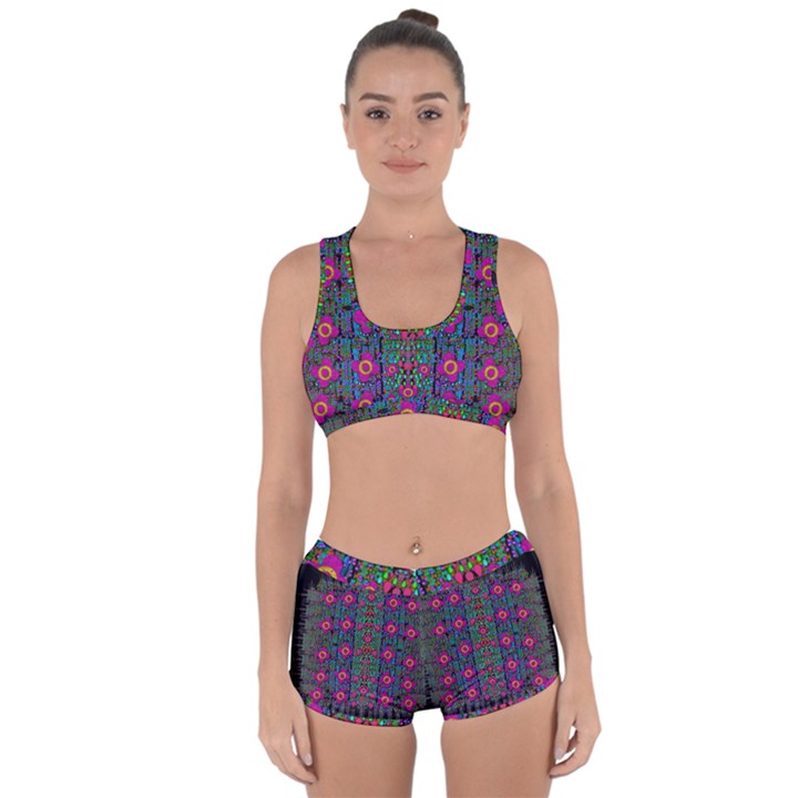 Flowers From Paradise Colors And Star Rain Racerback Boyleg Bikini Set