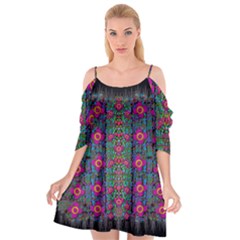 Flowers From Paradise Colors And Star Rain Cutout Spaghetti Strap Chiffon Dress by pepitasart