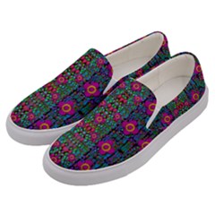 Flowers From Paradise Colors And Star Rain Men s Canvas Slip Ons by pepitasart