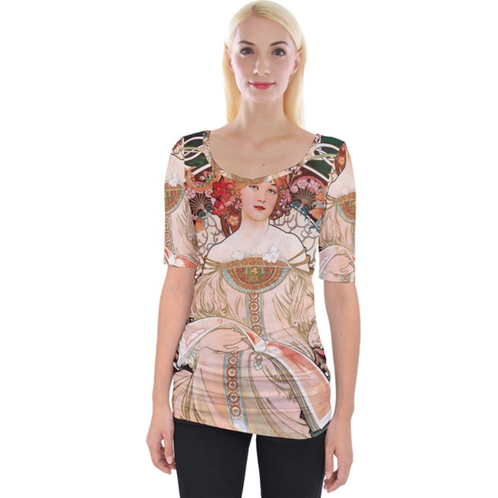 Alfons Mucha   F  Champenois Imprimeur ¨|diteur Wide Neckline Tee