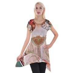 Alfons Mucha   F  Champenois Imprimeur ¨|diteur Short Sleeve Side Drop Tunic by NouveauDesign