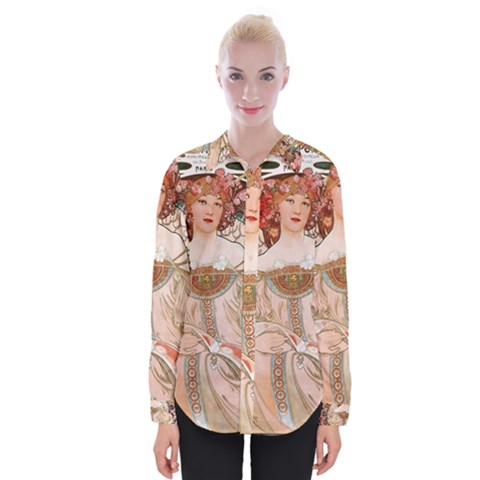 Alfons Mucha   F  Champenois Imprimeur ¨|diteur Womens Long Sleeve Shirt by NouveauDesign