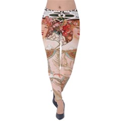 Alfons Mucha   F  Champenois Imprimeur ¨|diteur Velvet Leggings by NouveauDesign