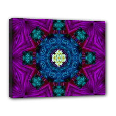 Sunshine Mandala And Fantasy Snow Floral Canvas 14  X 11  by pepitasart