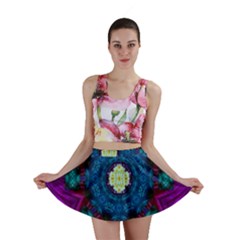 Sunshine Mandala And Fantasy Snow Floral Mini Skirt by pepitasart