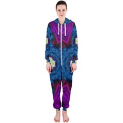 Sunshine Mandala And Fantasy Snow Floral Hooded Jumpsuit (ladies)  by pepitasart