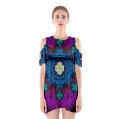 Sunshine Mandala And Fantasy Snow Floral Shoulder Cutout One Piece by pepitasart