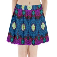 Sunshine Mandala And Fantasy Snow Floral Pleated Mini Skirt by pepitasart