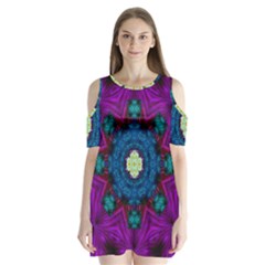 Sunshine Mandala And Fantasy Snow Floral Shoulder Cutout Velvet One Piece by pepitasart