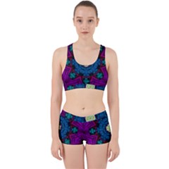 Sunshine Mandala And Fantasy Snow Floral Work It Out Sports Bra Set by pepitasart