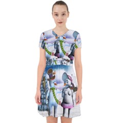 Funny, Cute Snowman And Snow Women In A Winter Landscape Adorable In Chiffon Dress by FantasyWorld7