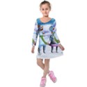 Funny, Cute Snowman And Snow Women In A Winter Landscape Kids  Long Sleeve Velvet Dress View1